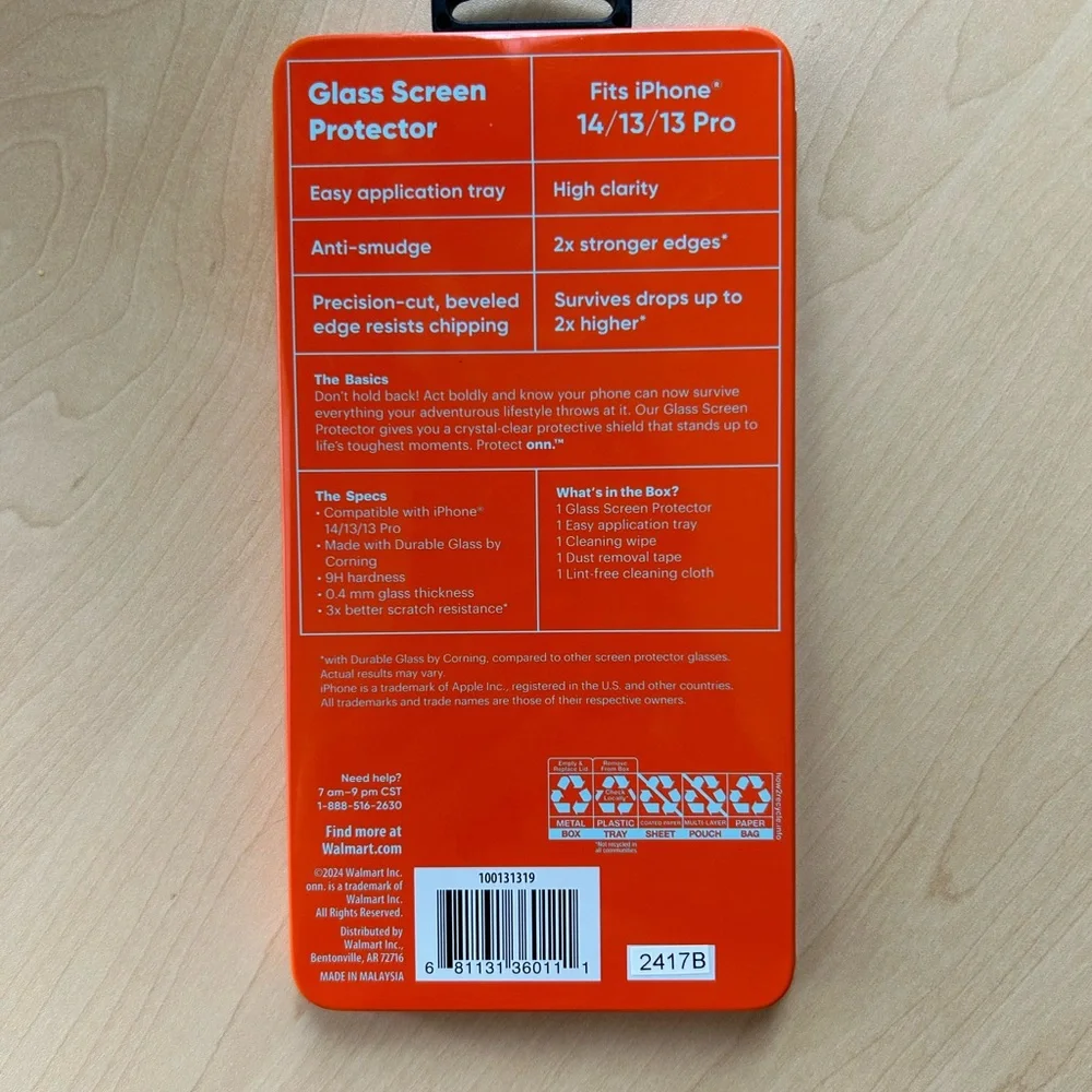 Protect On Running Glass Screen Protector for iPhone 14/13/13 Pro - Orange